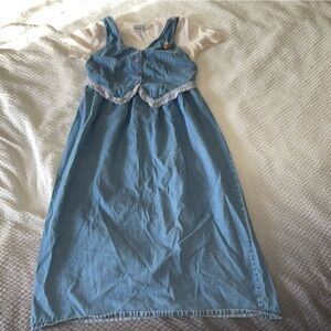 Vintage Blue Denim Dress with White Accents by Alexandra Lee Size 12